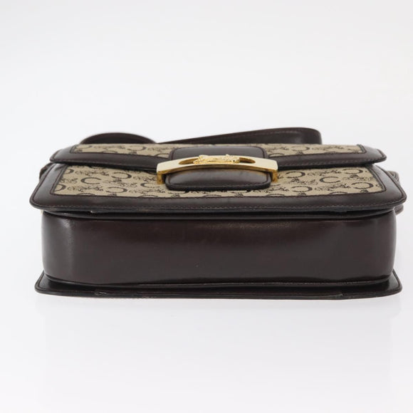 CELINE C Sulky Horse Carriage Shoulder Bag Canvas Beige Gold Auth 159431