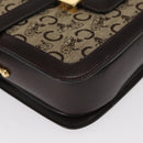 CELINE C Sulky Horse Carriage Shoulder Bag Canvas Beige Gold Auth 159431-11