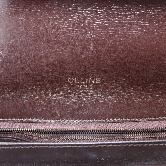 CELINE C Sulky Horse Carriage Shoulder Bag Canvas Beige Gold Auth 159431