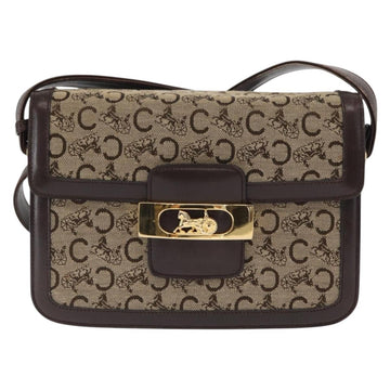 CELINE C Sulky Horse Carriage Shoulder Bag Canvas Beige Gold Auth 159431 - 0