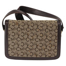 CELINE C Sulky Horse Carriage Shoulder Bag Canvas Beige Gold Auth 159431-3