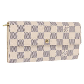 LOUIS VUITTON Damier Azur Portefeuille Sarah Long Wallet N61735 LV Auth 159435