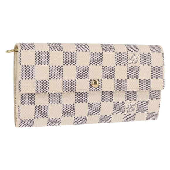 LOUIS VUITTON Damier Azur Portefeuille Sarah Long Wallet N61735 LV Auth 159435