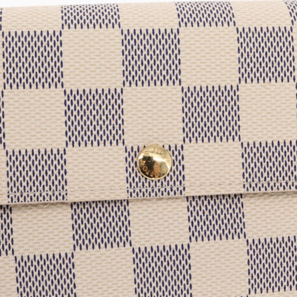LOUIS VUITTON Damier Azur Portefeuille Sarah Long Wallet N61735 LV Auth 159435