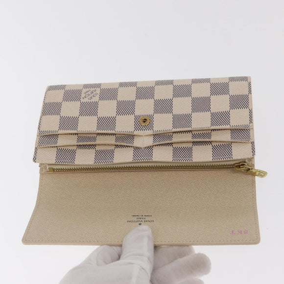 LOUIS VUITTON Damier Azur Portefeuille Sarah Long Wallet N61735 LV Auth 159435