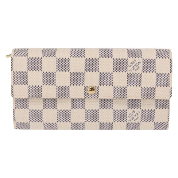 LOUIS VUITTON Damier Azur Portefeuille Sarah Long Wallet N61735 LV Auth 159435