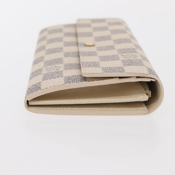 LOUIS VUITTON Damier Azur Portefeuille Sarah Long Wallet N61735 LV Auth 159435