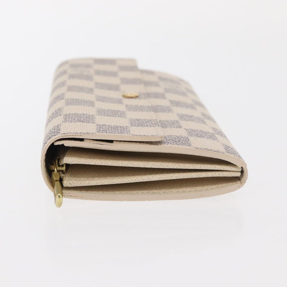 LOUIS VUITTON Damier Azur Portefeuille Sarah Long Wallet N61735 LV Auth 159435
