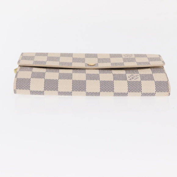 LOUIS VUITTON Damier Azur Portefeuille Sarah Long Wallet N61735 LV Auth 159435