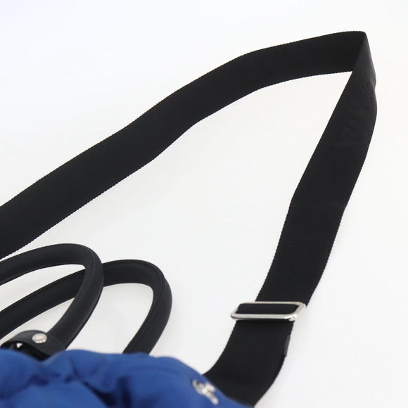 PRADA Boston Bag Nylon 2way Blue Silver Auth 159437SAV