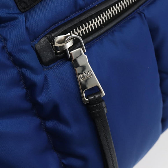 PRADA Boston Bag Nylon 2way Blue Silver Auth 159437SAV