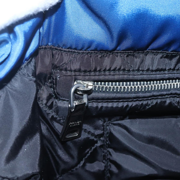 PRADA Boston Bag Nylon 2way Blue Silver Auth 159437SAV