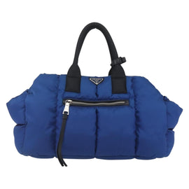 PRADA Boston Bag Nylon 2way Blue Silver Auth 159437SAV - 0