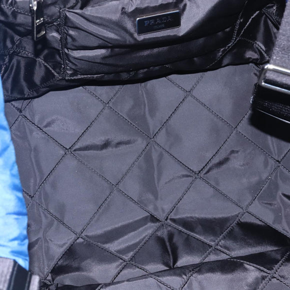 PRADA Boston Bag Nylon 2way Blue Silver Auth 159437SAV