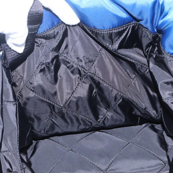 PRADA Boston Bag Nylon 2way Blue Silver Auth 159437SAV