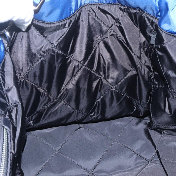 PRADA Boston Bag Nylon 2way Blue Silver Auth 159437SAV