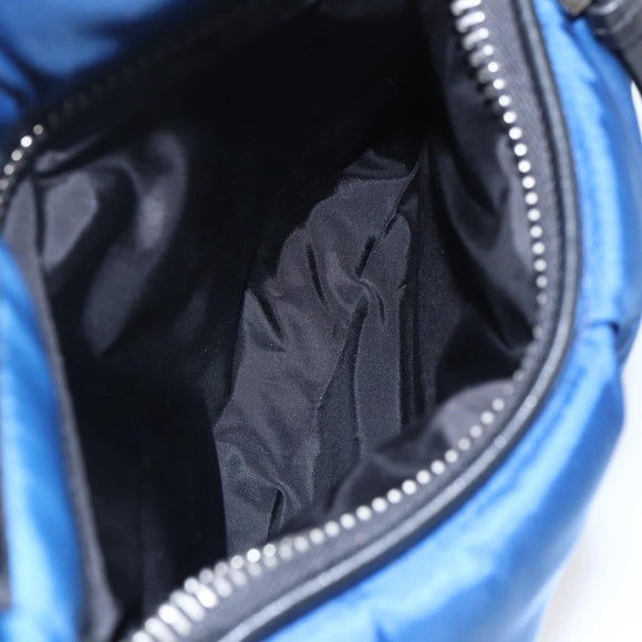 PRADA Boston Bag Nylon 2way Blue Silver Auth 159437SAV