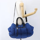 PRADA Boston Bag Nylon 2way Blue Silver Auth 159437SAV-29