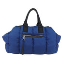 PRADA Boston Bag Nylon 2way Blue Silver Auth 159437SAV-3