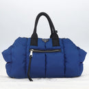 PRADA Boston Bag Nylon 2way Blue Silver Auth 159437SAV-30