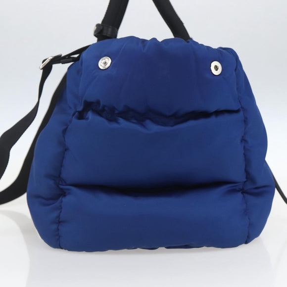 PRADA Boston Bag Nylon 2way Blue Silver Auth 159437SAV