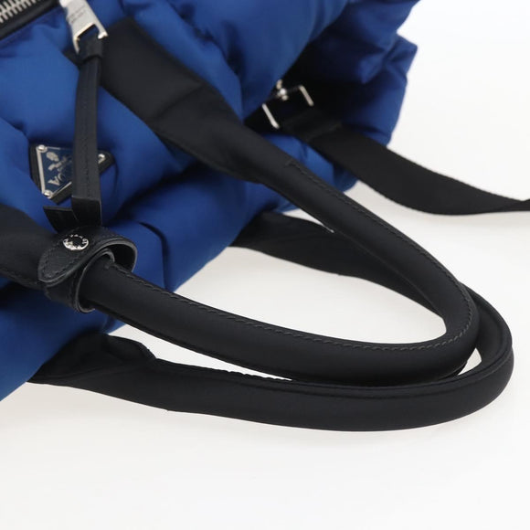 PRADA Boston Bag Nylon 2way Blue Silver Auth 159437SAV