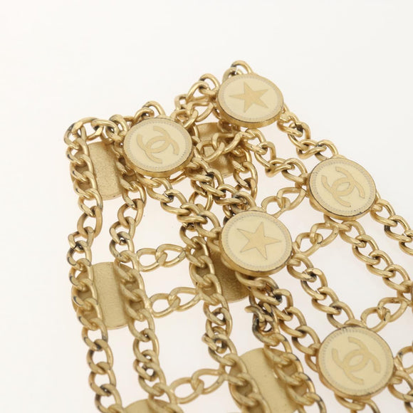 CHANEL Chain Belt metal Gold CC Auth 159438SAM