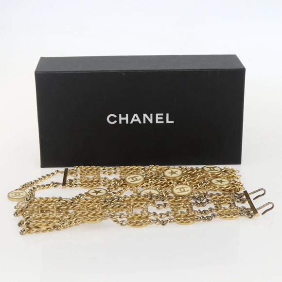 CHANEL Chain Belt metal Gold CC Auth 159438SAM