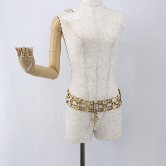 CHANEL Chain Belt metal Gold CC Auth 159438SAM