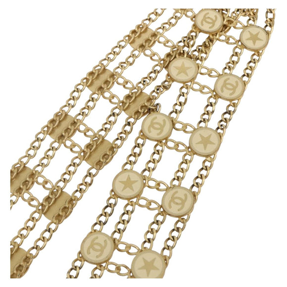 CHANEL Chain Belt metal Gold CC Auth 159438SAM
