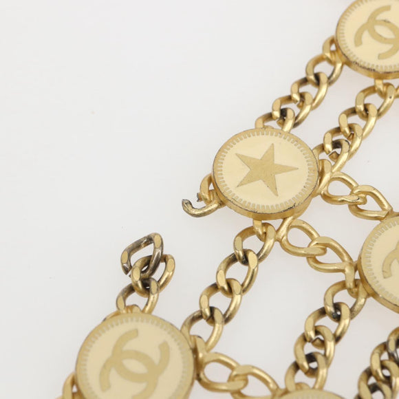 CHANEL Chain Belt metal Gold CC Auth 159438SAM