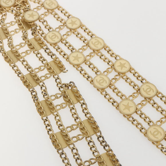 CHANEL Chain Belt metal Gold CC Auth 159438SAM