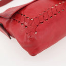 FENDI Mamma Baguette Shoulder Bag Leather 2way Red Gold Auth 159444SM-16