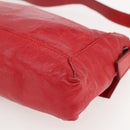 FENDI Mamma Baguette Shoulder Bag Leather 2way Red Gold Auth 159444SM-17