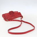 FENDI Mamma Baguette Shoulder Bag Leather 2way Red Gold Auth 159444SM-8