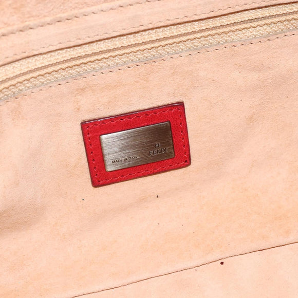 FENDI Mamma Baguette Shoulder Bag Leather 2way Red Gold Auth 159444SM