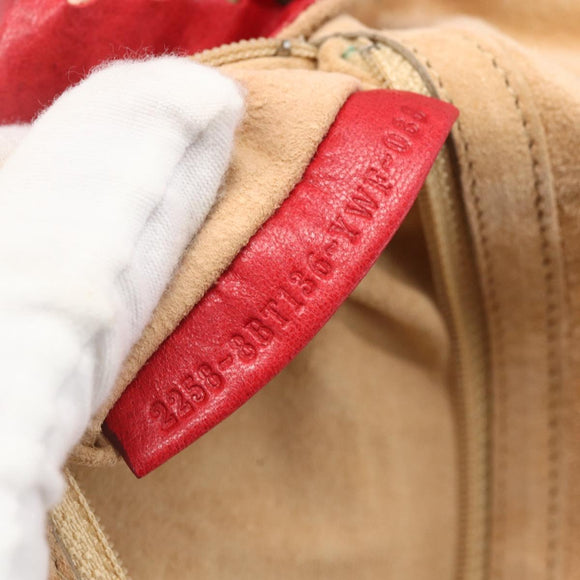 FENDI Mamma Baguette Shoulder Bag Leather 2way Red Gold Auth 159444SM