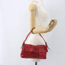 FENDI Mamma Baguette Shoulder Bag Leather 2way Red Gold Auth 159444SM-28
