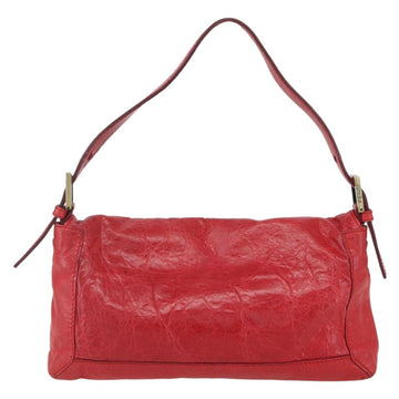 FENDI Mamma Baguette Shoulder Bag Leather 2way Red Gold Auth 159444SM - 0