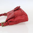 FENDI Mamma Baguette Shoulder Bag Leather 2way Red Gold Auth 159444SM-3
