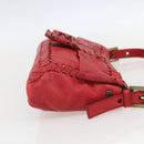 FENDI Mamma Baguette Shoulder Bag Leather 2way Red Gold Auth 159444SM-4