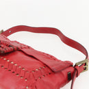 FENDI Mamma Baguette Shoulder Bag Leather 2way Red Gold Auth 159444SM-14