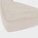 PRADA Clutch Bag Leather Silver White Auth 159445V-16