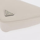 PRADA Clutch Tasche Leder Silber Weiß Auth 159445V-18
