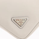 PRADA Clutch Tasche Leder Silber Weiß Auth 159445V-19