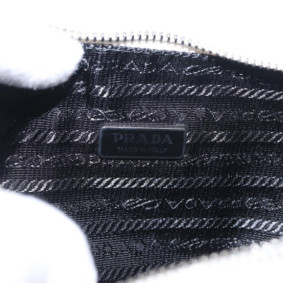 PRADA Clutch Tasche Leder Silber Weiß Auth 159445V