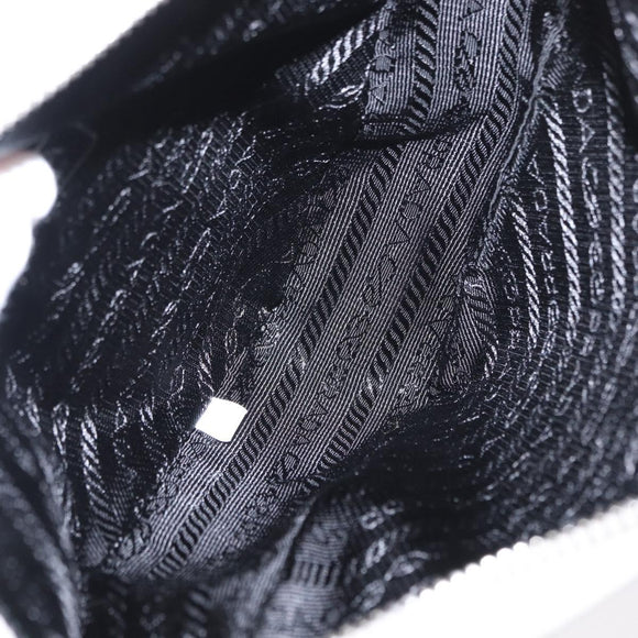 PRADA Clutch Bag Leather Silver White Auth 159445V