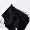 PRADA Clutch Bag Leather Silver White Auth 159445V-23