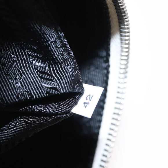 PRADA Clutch Bag Leather Silver White Auth 159445V