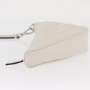 PRADA Clutch Tasche Leder Silber Weiß Auth 159445V-4